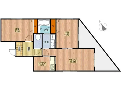 リヴェール中川(2LDK/7階)の間取り写真