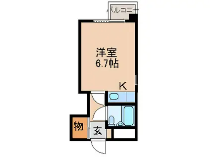 パステル1(ワンルーム/3階)の間取り写真