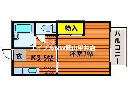 サンシャイン東岡山II(1K/1階)の間取り写真