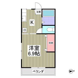 プランドール鶴田 旧カーサー羽黒台(1K/2階)の間取り写真