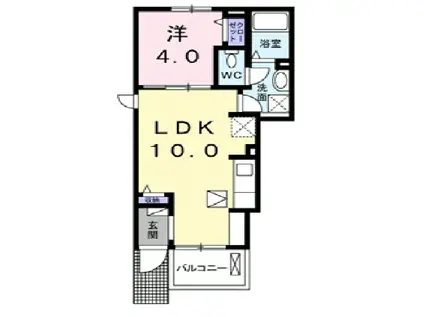 モリノガーデン B102号(1LDK/1階)の間取り写真