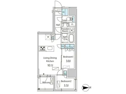 ザ・ライオンズフォーシア蒲田(2LDK/4階)の間取り写真