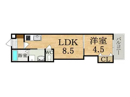 クレアール小綱町(1LDK/1階)の間取り写真