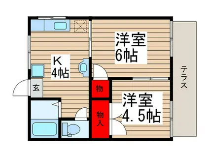 ティアラ津田沼IV(2K/1階)の間取り写真