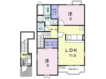 クレーストII(2LDK/2階)の間取り写真