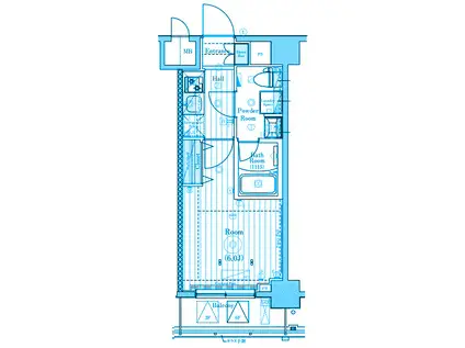MAXIV阪東橋TWINウエスト(1K/6階)の間取り写真