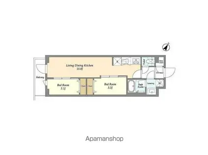 ドゥーエ曳舟II(2LDK/2階)の間取り写真