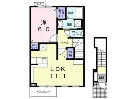 リバティ スペースIII(1LDK/2階)の間取り写真