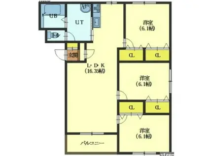 グランメールIV(3LDK/3階)の間取り写真