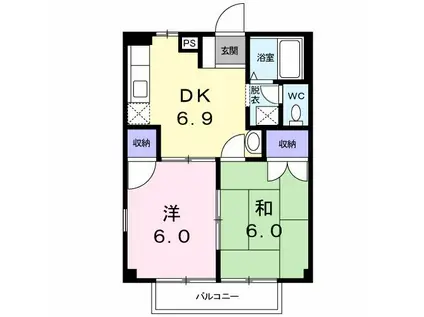 メゾン大西(2DK/1階)の間取り写真
