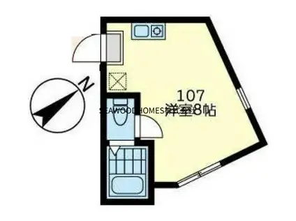 ユナイト六浦セグラーテ(ワンルーム/1階)の間取り写真