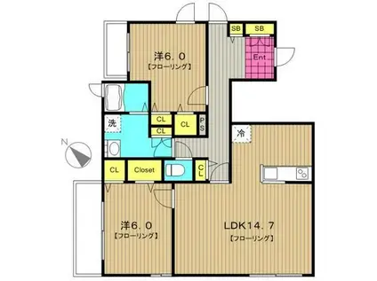 リヴェールガーデン(2LDK/2階)の間取り写真