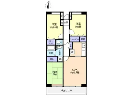 カーサグランデ緑が丘(3LDK/2階)の間取り写真