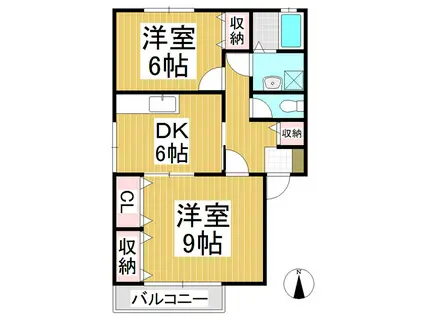 セジュール八幡A棟(2DK/1階)の間取り写真