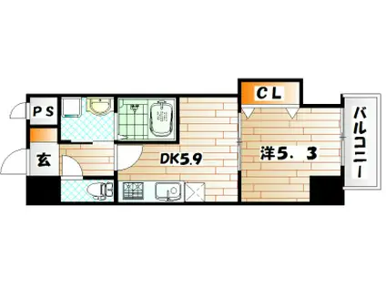 THE SQUARE・GRAND RESIDENCE(1DK/3階)の間取り写真