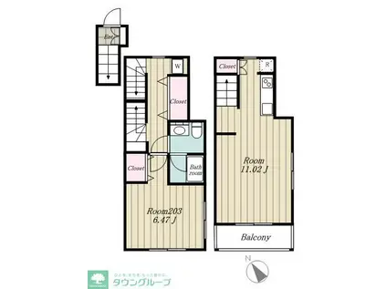 BHテラス蒲田(1LDK/2階)の間取り写真