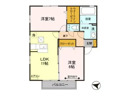 リビングタウン入間川A棟(2LDK/1階)の間取り写真