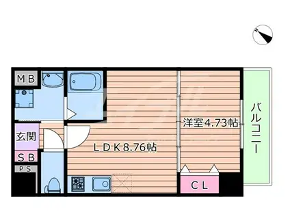 HALU江坂東(1LDK/6階)の間取り写真