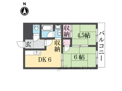 メゾン大和東生駒(2DK/3階)の間取り写真