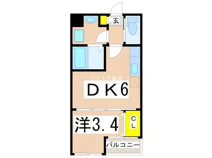 ARIESI(1DK/1階)の間取り写真