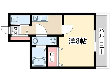 アリビオ千里豊津(1K/3階)の間取り写真