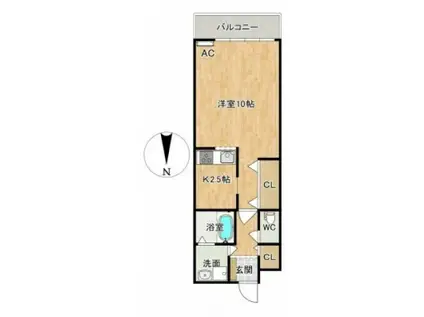 オーパスII(1K/3階)の間取り写真