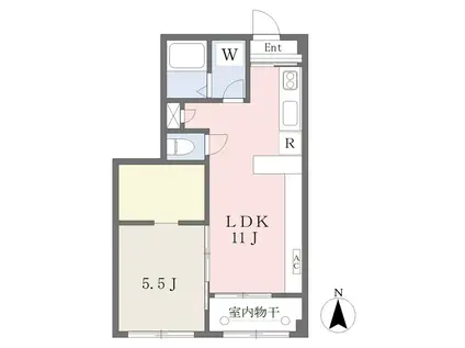 ドエル河北(1LDK/2階)の間取り写真