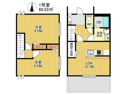 DUPLEST YM 大橋(2LDK/1階)の間取り写真
