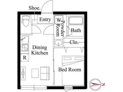 ファーヴァルハネダウエスト(1DK/B1階)の間取り写真