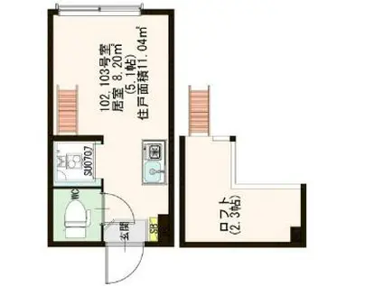 WALEA明大前ーワレア明大前ー(ワンルーム/1階)の間取り写真