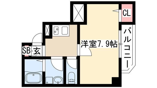 グランソレイユ(1K/5階)の間取り写真