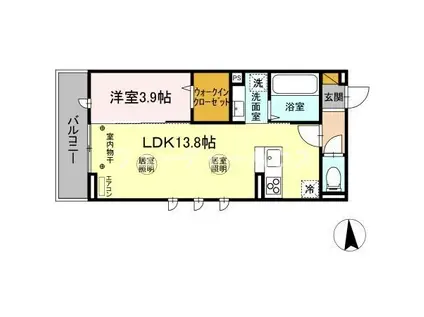 メルウェル城南(1LDK/3階)の間取り写真