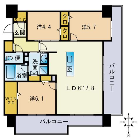 照葉オーシャンステージ イースト棟(3LDK/3階)の間取り写真