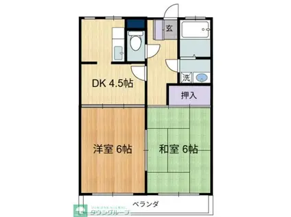 丸山ハイツ(2DK/2階)の間取り写真