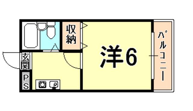 ジョイ甲子園(1K/1階)の間取り写真