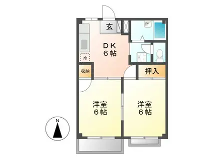 エレガンスハイツIII(2DK/2階)の間取り写真