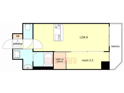 スワンズシティ神戸湊川II(1LDK/15階)の間取り写真