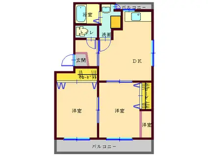 ブルーハイツ(2DK/4階)の間取り写真