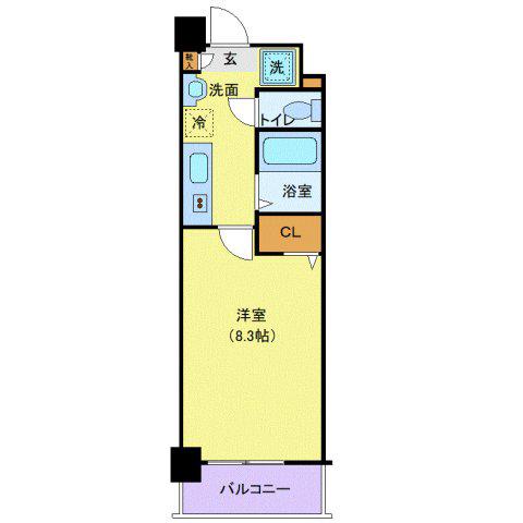スパシエフィールド川口(1K/4階)の間取り写真