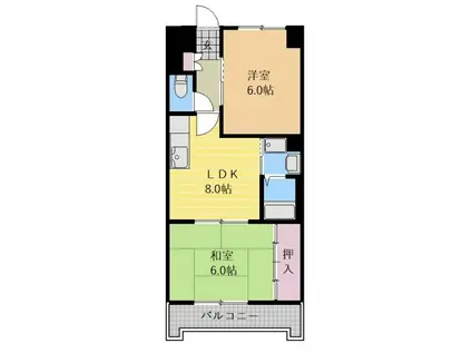 シャンボール朝日(2LDK/5階)の間取り写真