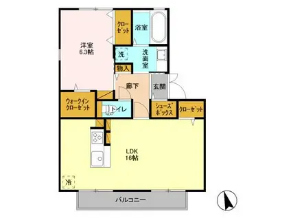 フレマリールS(1LDK/1階)の間取り写真