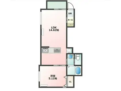 G BASE市川平田(1LDK/2階)の間取り写真