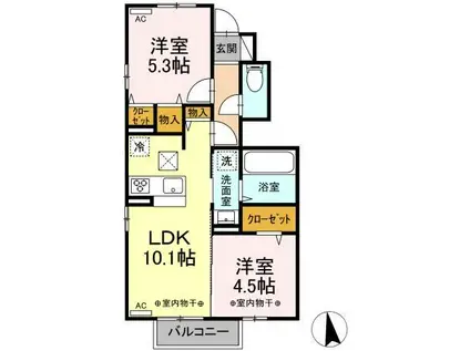 ルミエール常磐城(2LDK/1階)の間取り写真