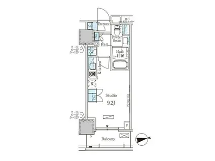 パークアクシス赤塚(ワンルーム/11階)の間取り写真