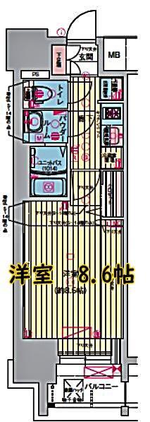 プレサンス大曽根駅前ファースト(1K/4階)の間取り写真