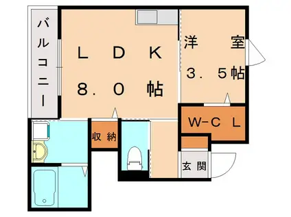 グランベルコート(1LDK/1階)の間取り写真