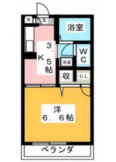 ドエル津島本町(1K/2階)の間取り写真