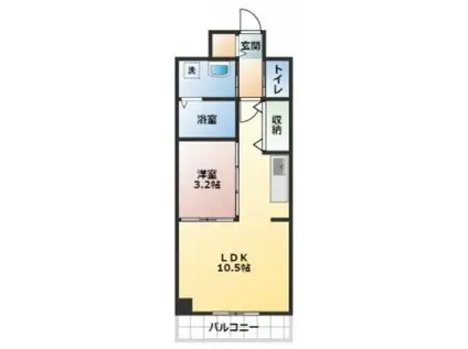 プランドール大供(1LDK/10階)の間取り写真