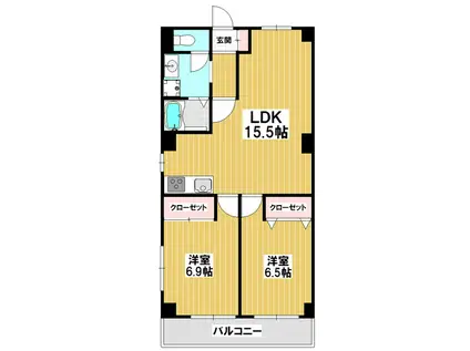 飯島パークビル(2LDK/1階)の間取り写真