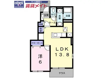 セリシール(1LDK/1階)の間取り写真